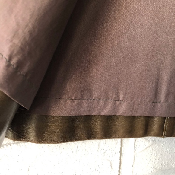 Vintage 80s mossy taupe leather midi pencil skirt - Picture 10 of 15